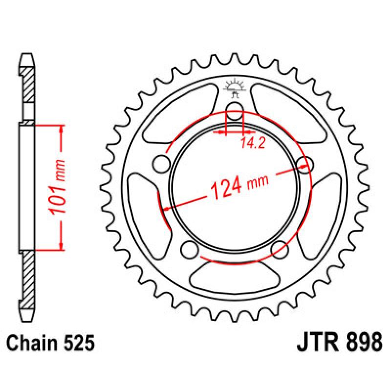 Купить Звездочка задняя JT Sprockets (шаг 525 ) JT JTR898 